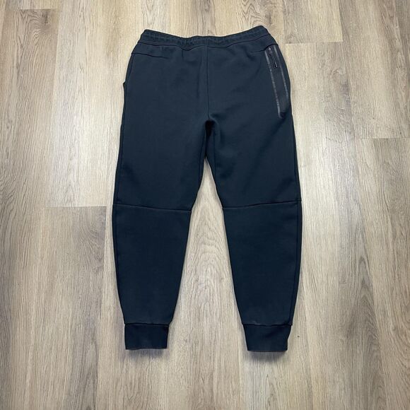 Nike Tech Fleece Jogger Pants Mens Large Black Tapered Cuffed Zip Pocket Swoosh - Picture 7 of 12